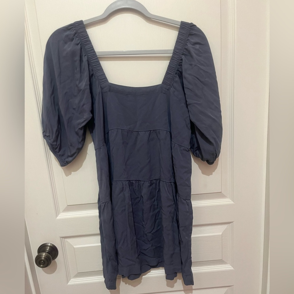 Dusty Blue Puff Sleeve Dress